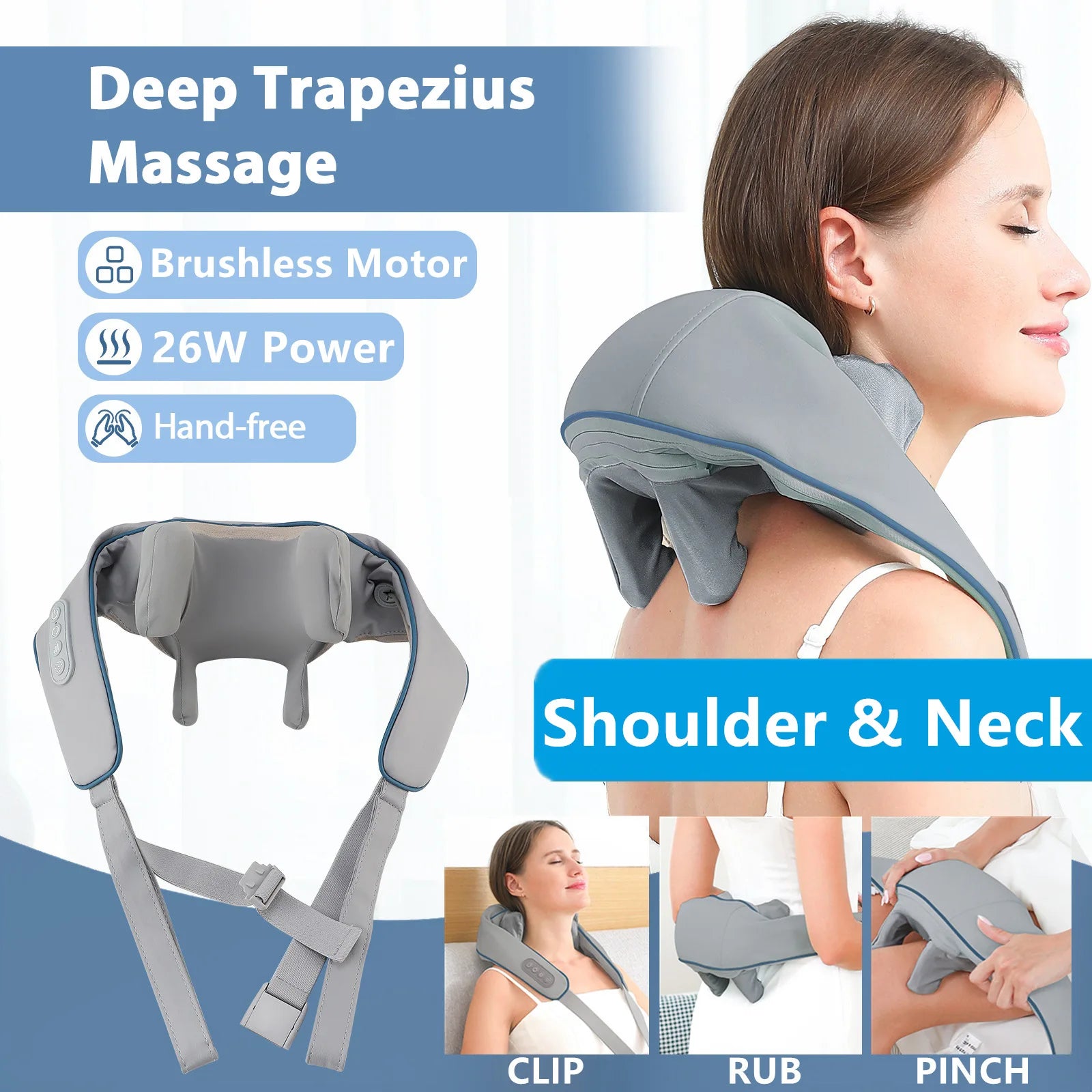 Showlu Smart General electric neck and shoulder massage shawl for deep tissue relief, shown draped over a person's shoulders.