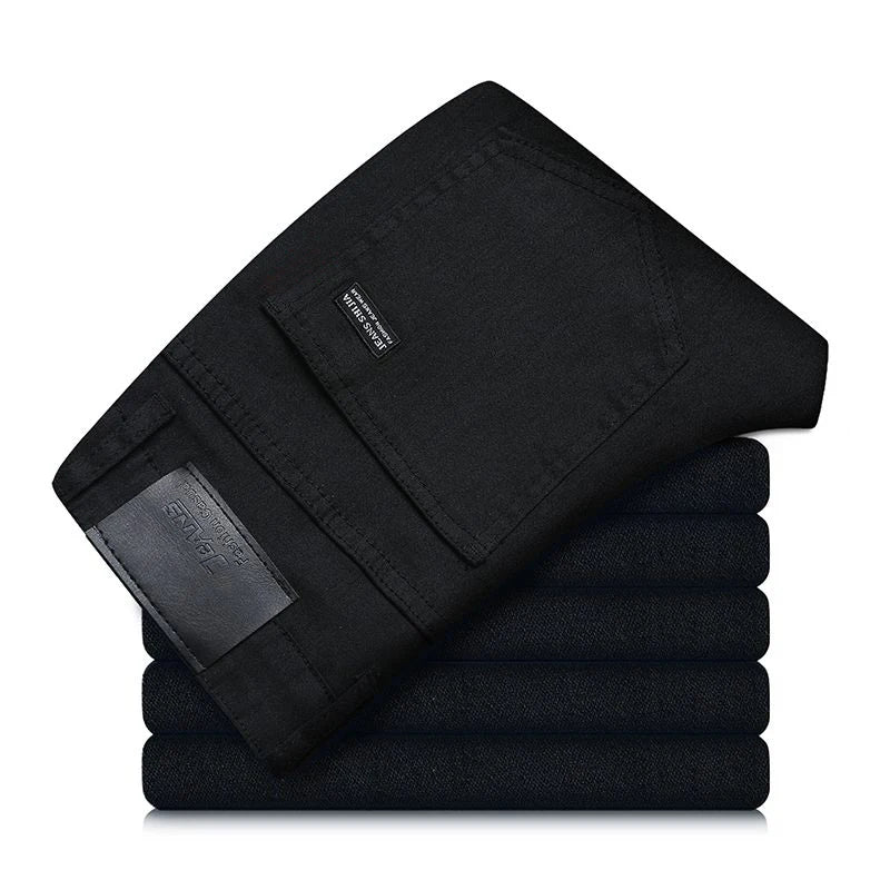 Men's 2024 stretch denim jeans from Showlu Fashion, loose straight fit, casual elastic slim fit denim pants, large size 38-40.