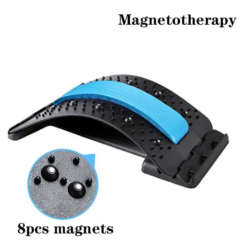 Multi-level back stretcher with magnetotherapy for lumbar support, designed to relieve back pain and improve posture.