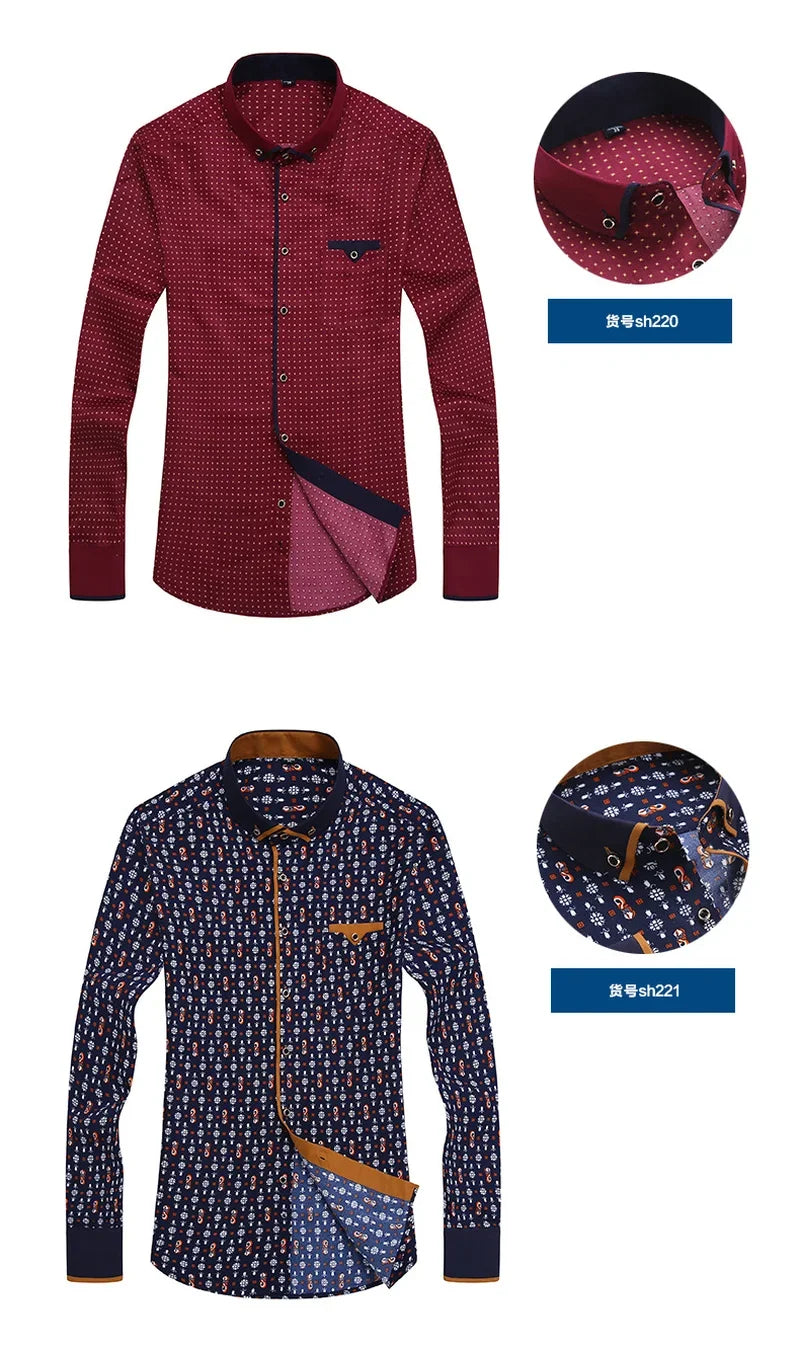 Black floral long sleeve men's dress shirt by Showlu Fashion, slim fit casual button-down shirt for men in 2024