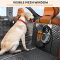 Showlu Nylon Pet Car Seat Cushion waterproof dog bed on rear car seat, designed for comfort and protection during travel.