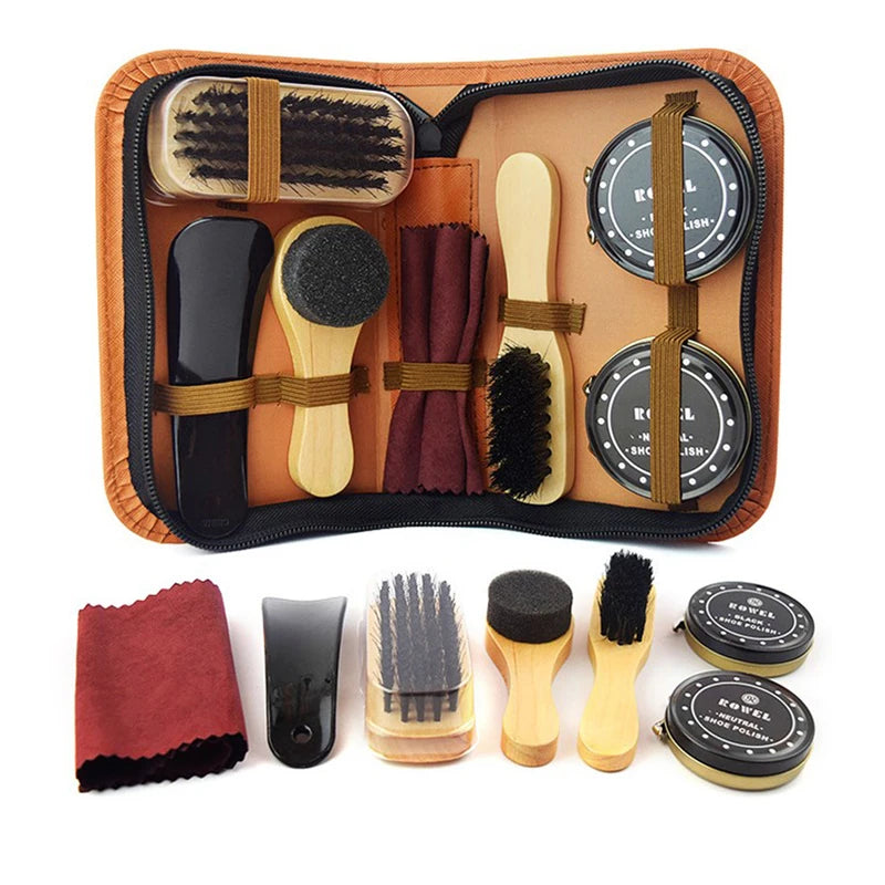 Showlu Smart General portable shoe cleaning kit with brushes and cleaning solution for easy on-the-go shoe maintenance.