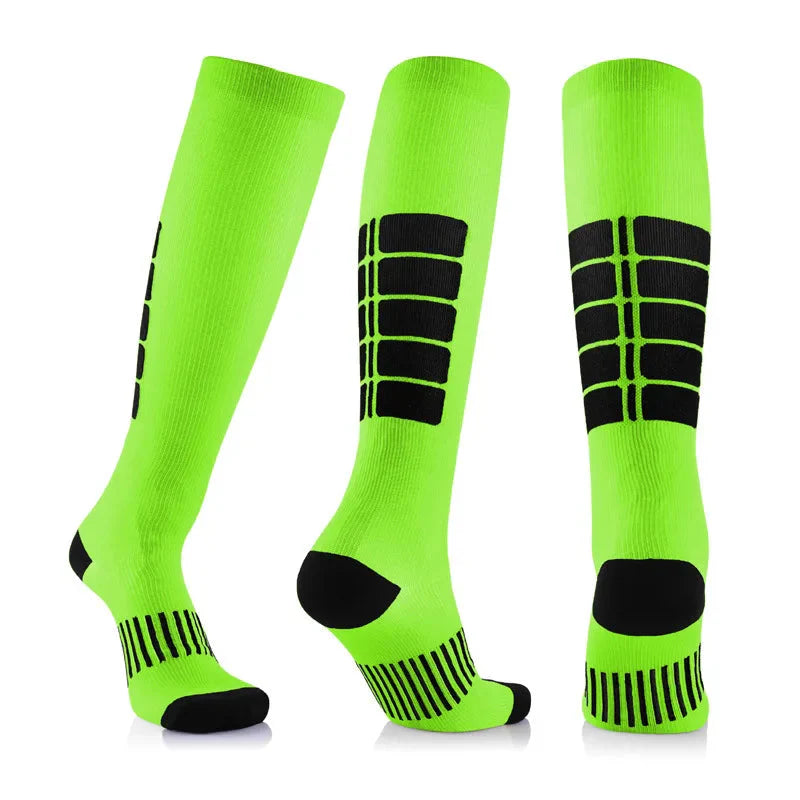 Showlu men's knee-high compression golf socks made of nylon, designed for support and comfort during sports and daily wear.