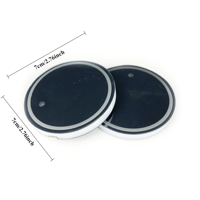 Showlu Smart LED USB cup holder light pad emitting ambient 5V illumination with a sleek design and easy installation.
