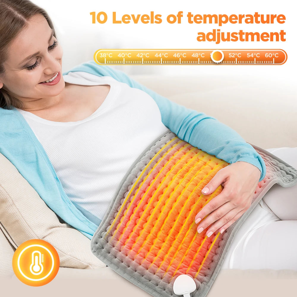 Showlu Smart General electric heating pad with adjustable temperature, timer, plush surface, and warm mat for soothing heat therapy.
