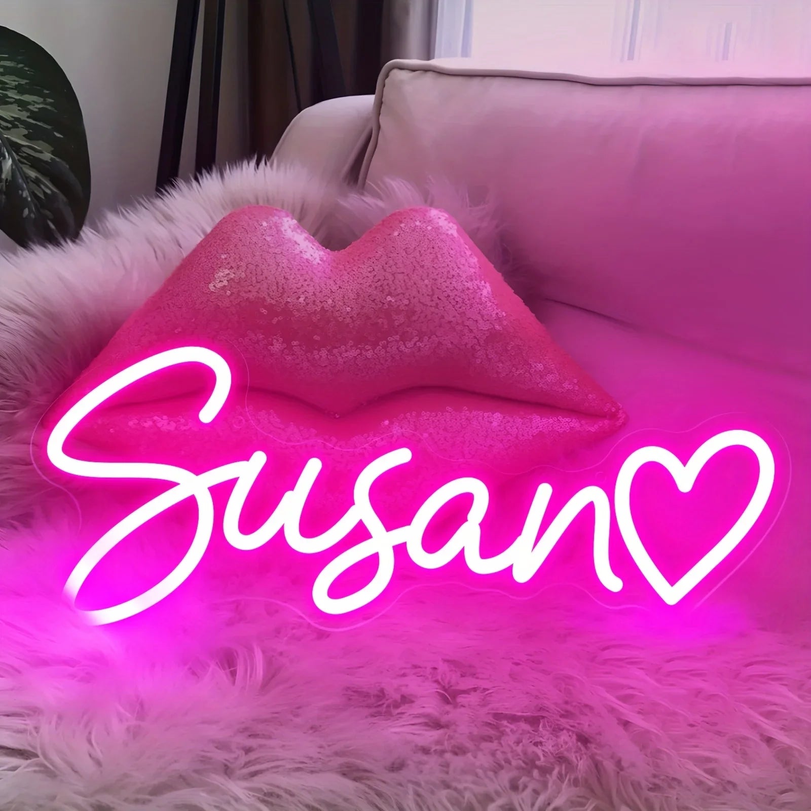 Custom LED neon sign by Showlu Smart General with glowing light, mounted on a wall for modern home or office decor.