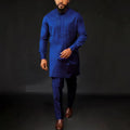 New In African Summer Business Men's Short Sleeve Suit Embroidery Dashiki Shirt Pants Sets 2 Pieces Outfits Wedding Party 2025