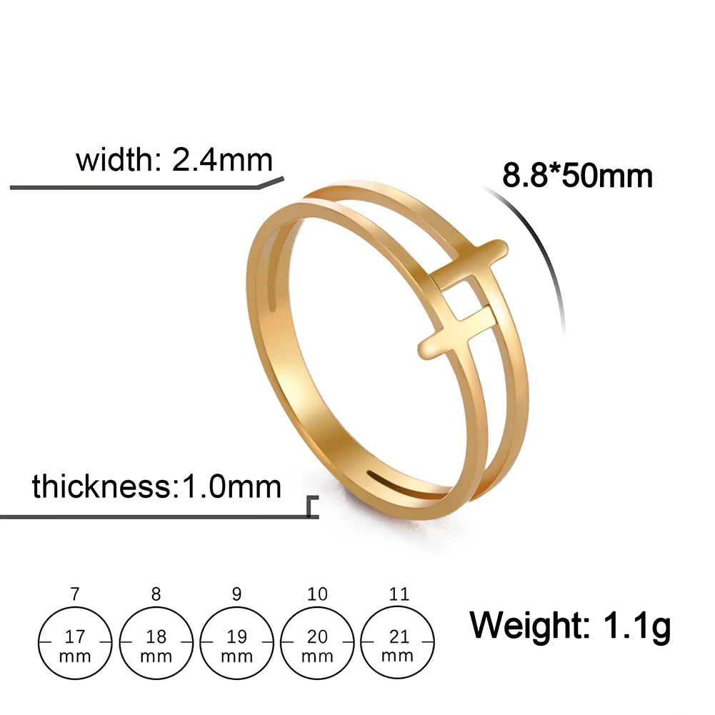 Stainless steel Gothic cross couple ring featuring punk style design, ideal for wedding or special occasions.