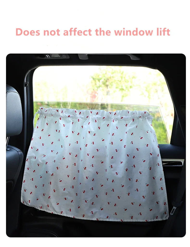 Showlu Smart General baby car window shade blocking sunlight, designed to keep children cool and protected during car rides.