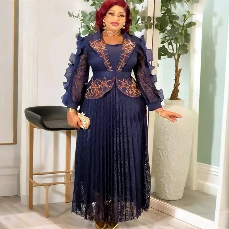 Plus Size Lace Wedding Party Long Dress 2026 African Dresses for Women Dashiki Ankara Evening Gown Elegant Ladies Clothes