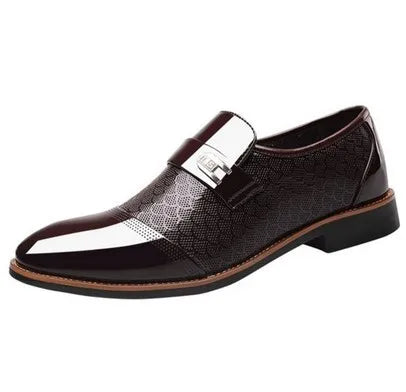 Men's black leather Oxford dress shoes by Showlu Fashion Store featuring a classic design and non-slip sole for business attire.
