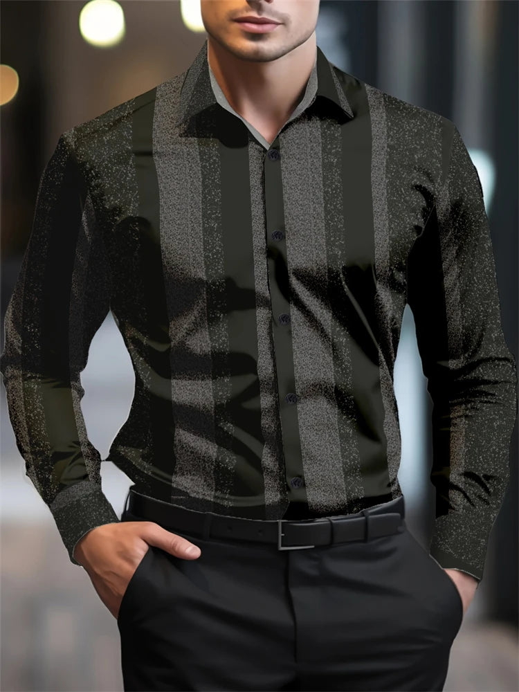 Men's checkered print formal shirt by Showlu Fashion, long-sleeved business casual shirt for spring and fall, button-down design