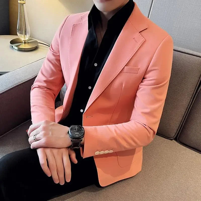 Men's slim fit business blazer by SHOWLU FASHION STORE, single-breasted cotton jacket with tailored fit and classic design.
