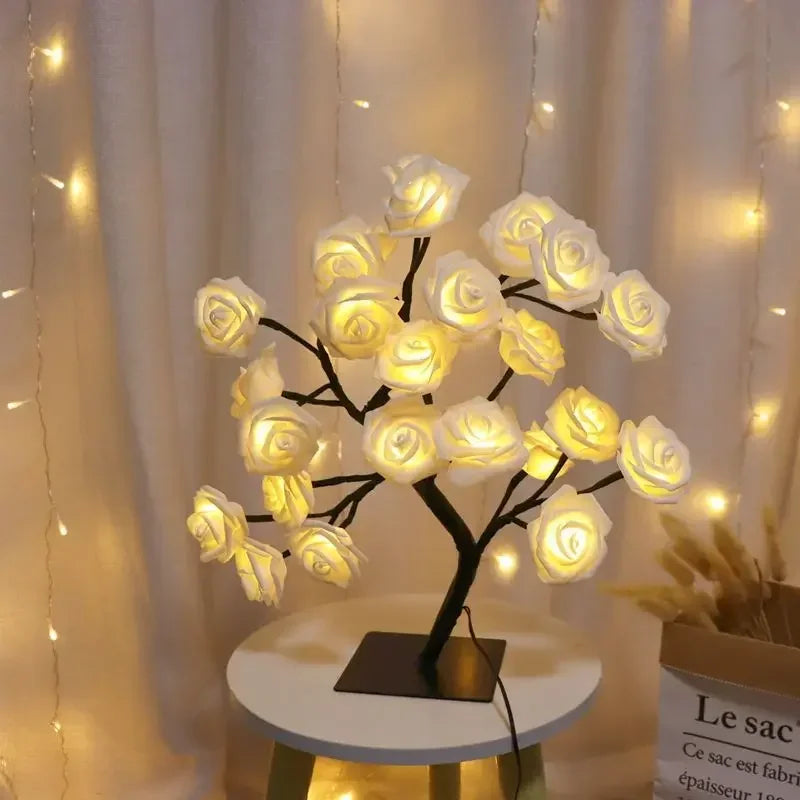 SHOWLU 24 LED maple leaf tree table lamp with autumn fairy night light, featuring warm LED lights and intricate leaf design.
