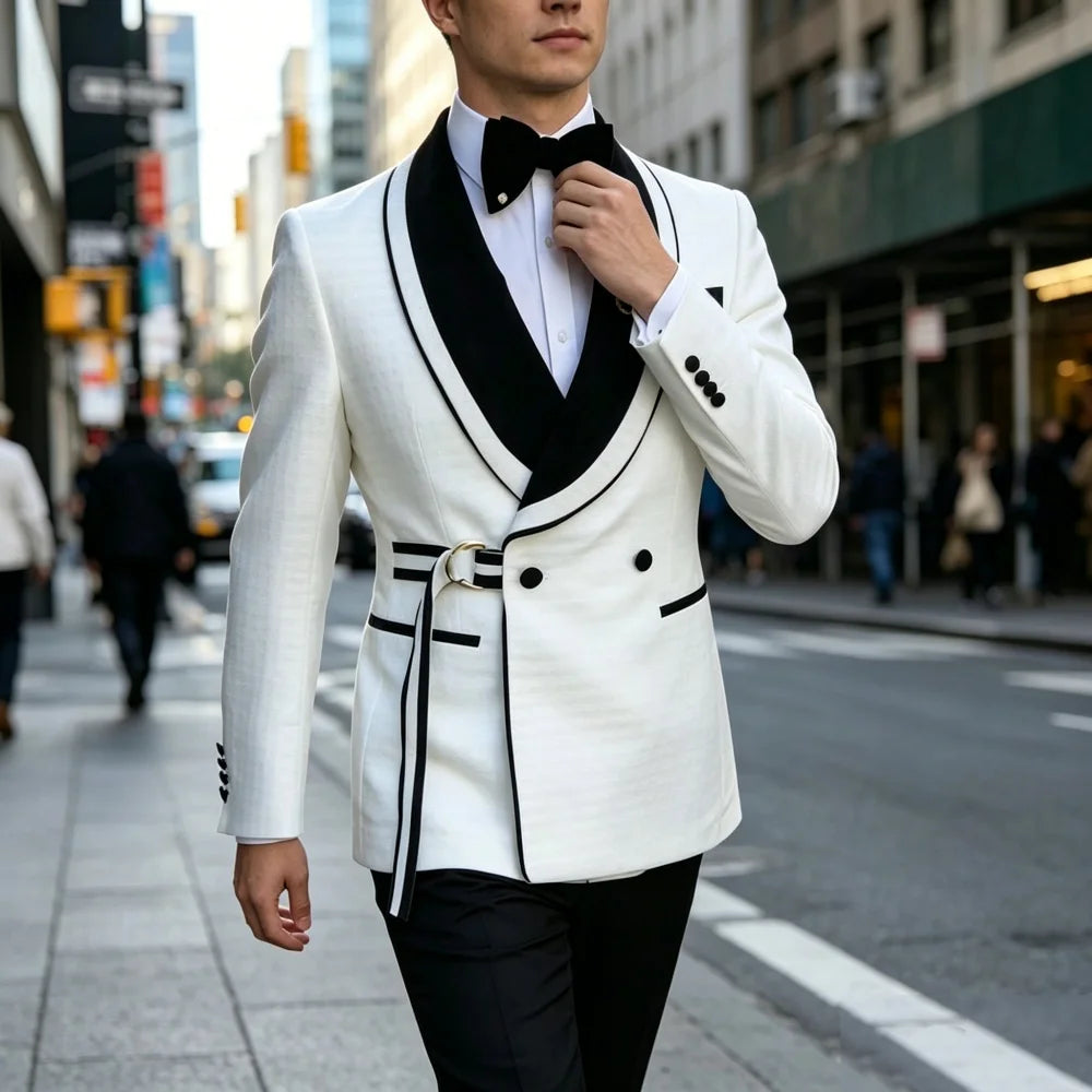 Wedding Suits for Men Double Breasted 2 Pieces Slim Fit Jacket with Pants Set for Groom Guest Prom Formal Banquet 2026