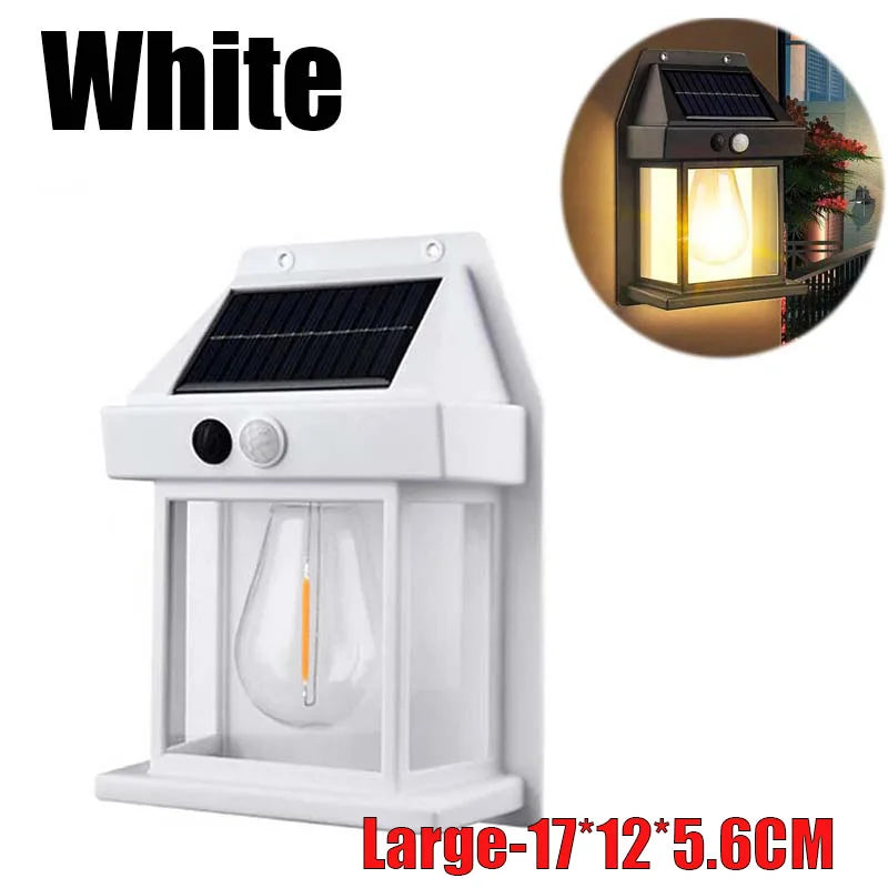 Showlu Smart Solar Motion Sensor Wall Light with waterproof IP65 LED design illuminated on a wall at night