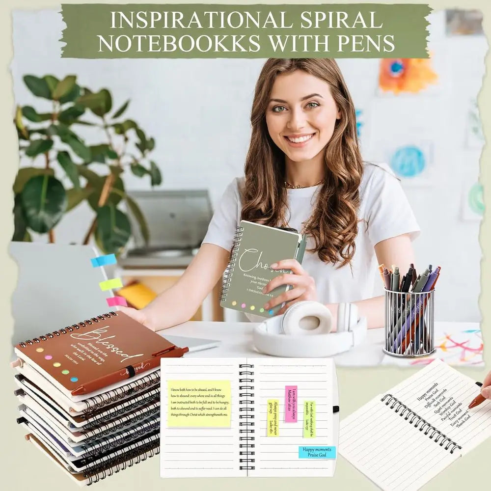 Set of 60 Christian prayer journals with matching Bible pens by Showlu Fashion, featuring elegant covers and detailed pages.
