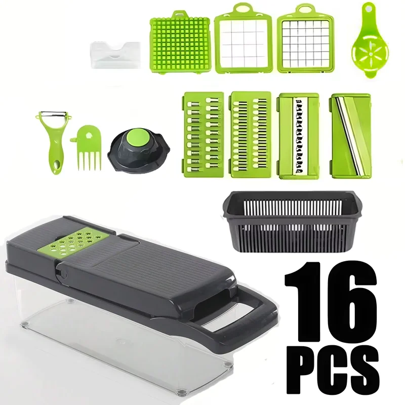 Showlu Smart stainless steel multi-functional kitchen chopper with a built-in grater for efficient food preparation.