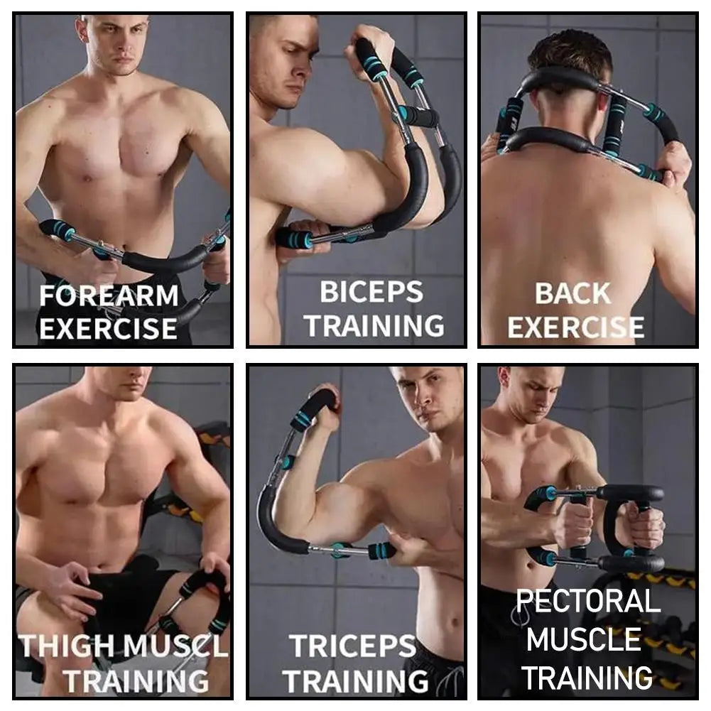 Showlu Adjustable Twister Arm Exerciser with spring chest workout bar for upper body strength and flexibility training.