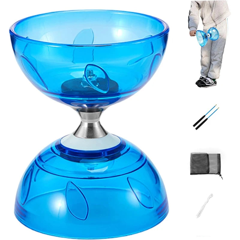 Portable Diabolo Chinese yoyo set with colorful sticks, designed for fitness, agility, and outdoor indoor exercise for all ages.