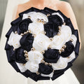 Navy silk rose wedding bouquet from IVINLA, 20cm artificial bridal flowers with realistic silk roses and greenery.