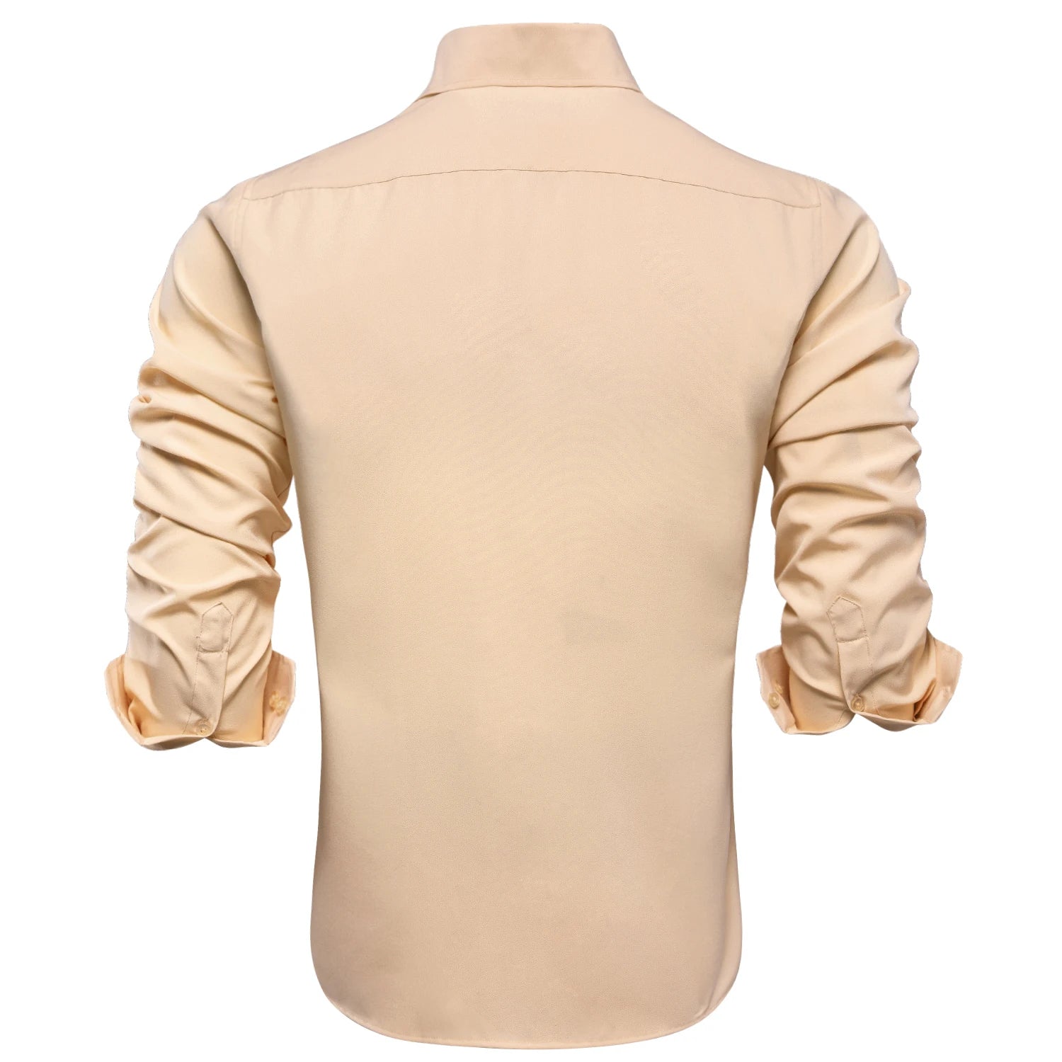 Men's silk slim fit long sleeve shirt by Showlu Fashion with solid jacquard pattern, formal top, and elegant design.