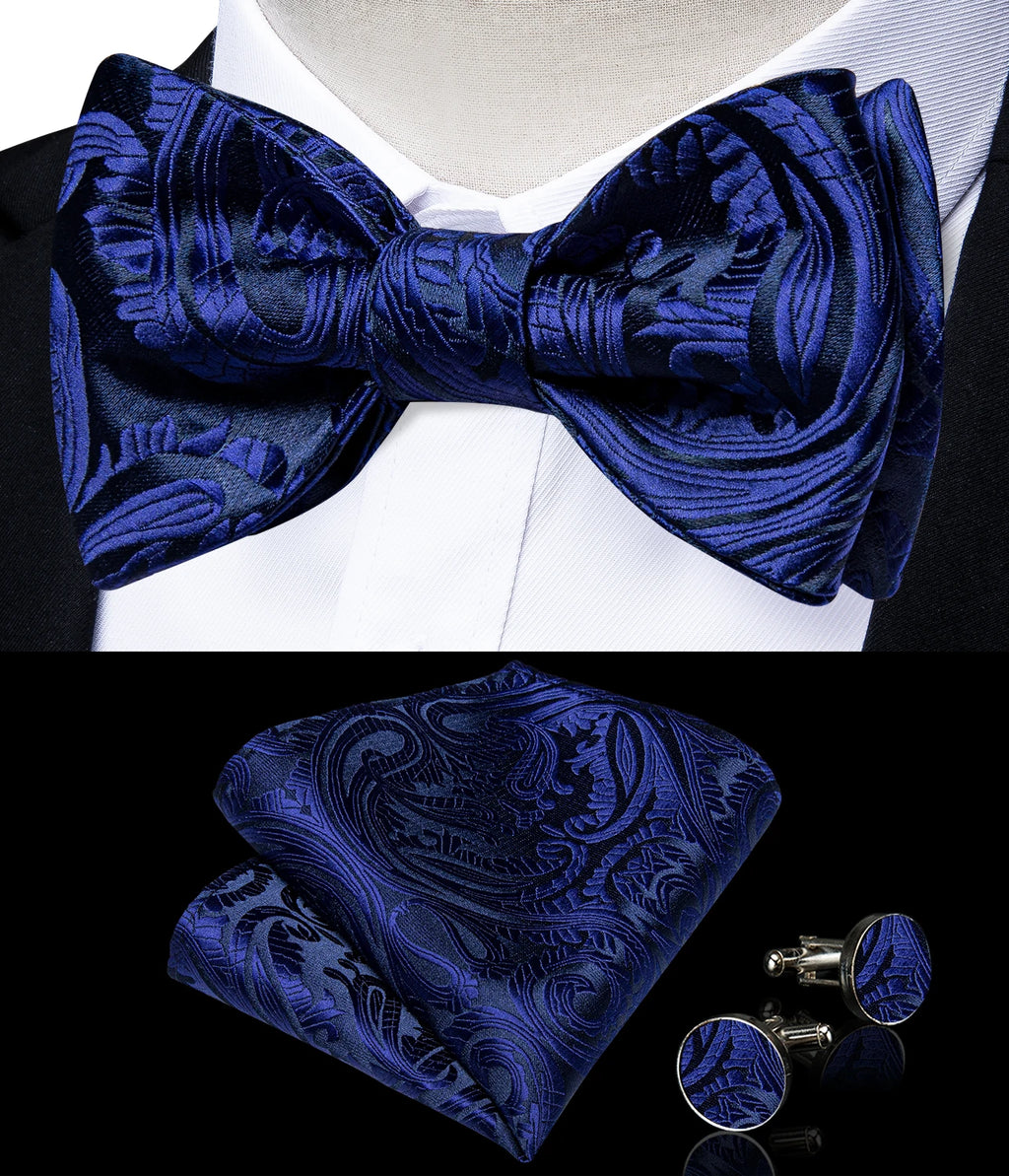 Brand New Men's Bow Tie Teal Green Blue Paisley Floral Silk Bow Tie Wedding Party Butterfly Bowknot Men Tie Accessories DiBanGu