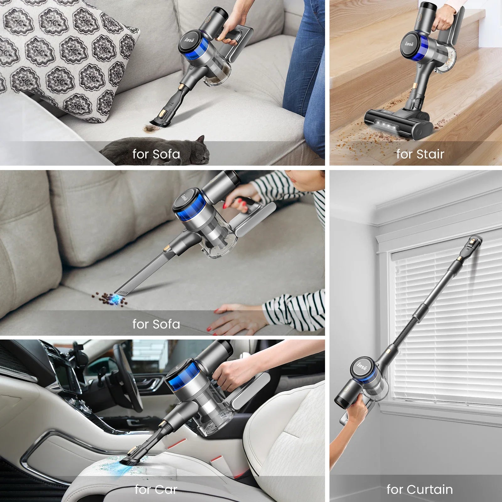 INSE S9 cordless stick vacuum cleaner by SHOWLU FASHION STORE with 30KPa suction, 400W power, ideal for pet hair and floor cleaning