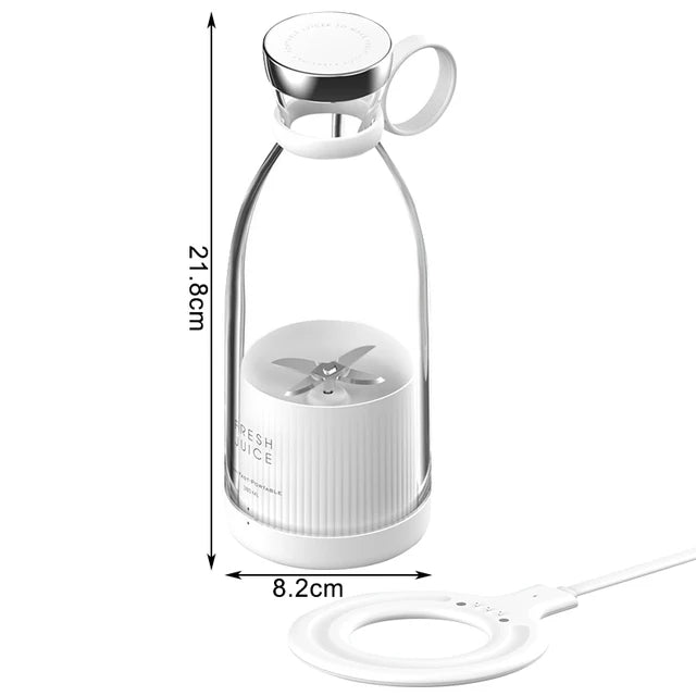 Portable Zoeydam electric juicer and mini blender in 350ml size, featuring USB charging and sleek design for shakes and smoothies.