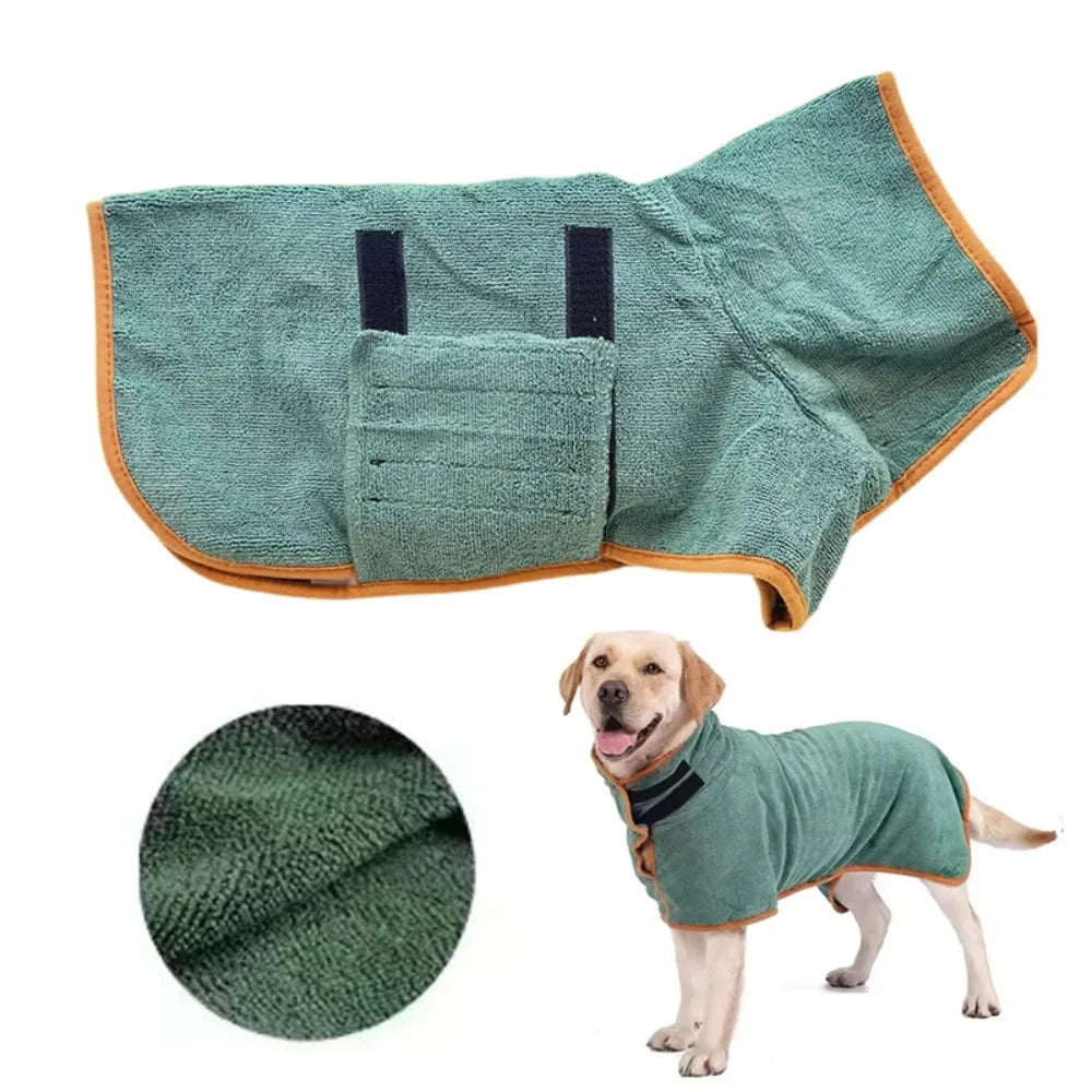 Absorbent dog bathrobe and towel by Showlu Fashion Store, quick-drying pet bath towel for small and large dogs and cats.