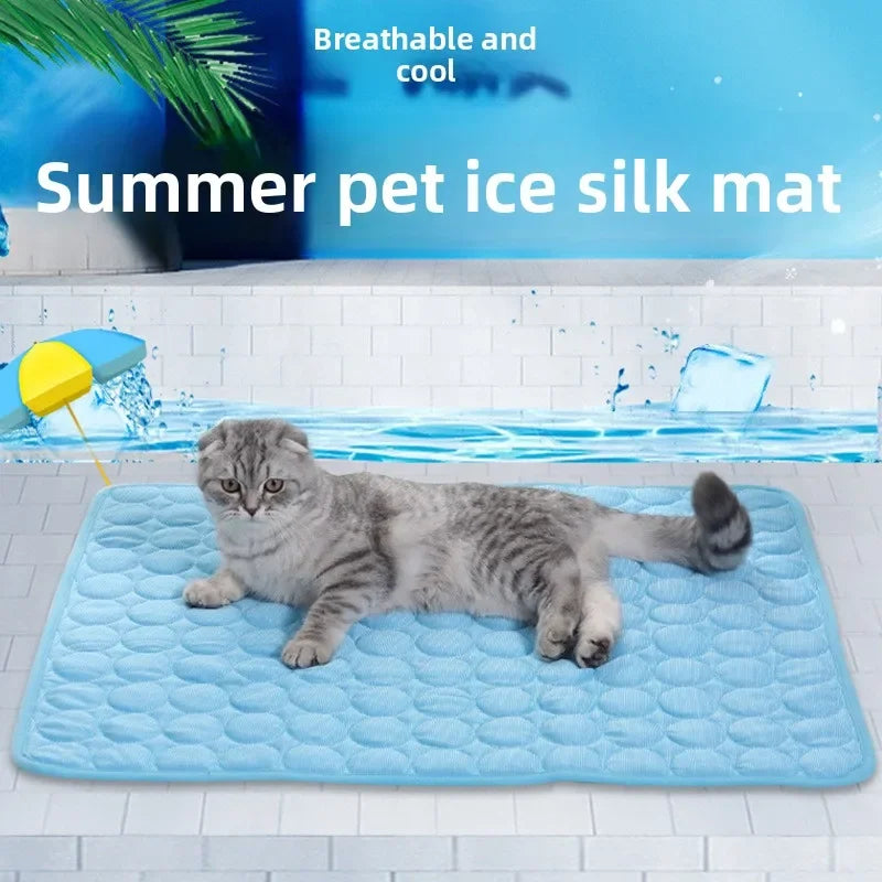 Breathable summer pet ice pad cool sleeping mat for dogs and cats, washable, durable pet cushion for home or outdoor use