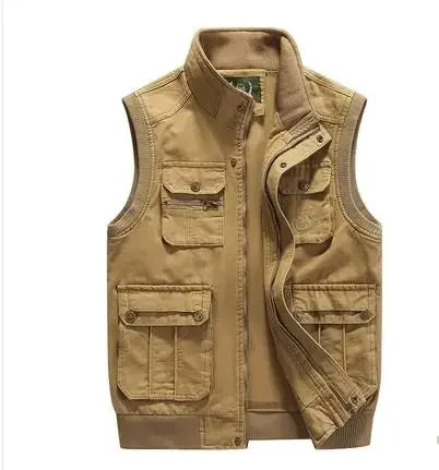 Reporter travel Padded Vest 100% Cotton men Cargo Working Jacket Multi Pocket Tactical clothing Male coat tool bullet proof vest
