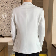 Men's Slim Fit Blazer High-Quality Autumn Fashion Handsome Match Color Business Casual Korean Suit Costume Croisé
