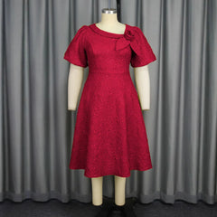 2025 Spring summer new temperament jacquard dress plus-size fashion party banquet A-line dress