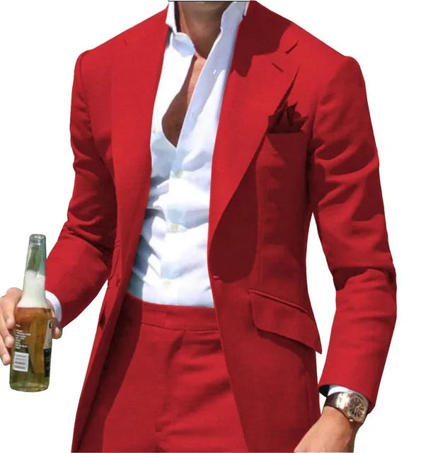 Costumes Pour Hommes Peak Collar Men Suits Notched Green Slim Fit Blazers Jackets Pants 2PCS Causal Business Wedding Groom Wear