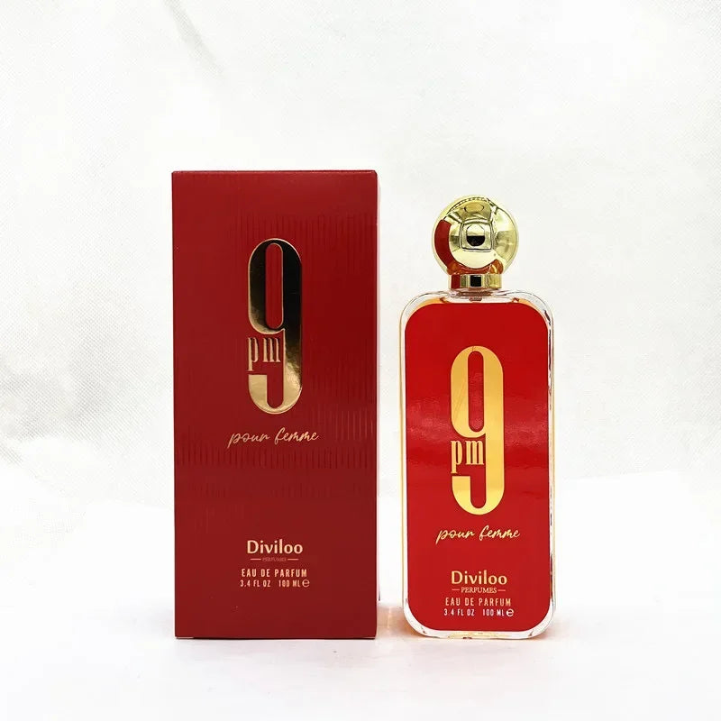 Unisex LAIKOU 9pm 9am EDP perfume bottle with 100ml fragrance, long-lasting scent, shown in a sleek, elegant design.