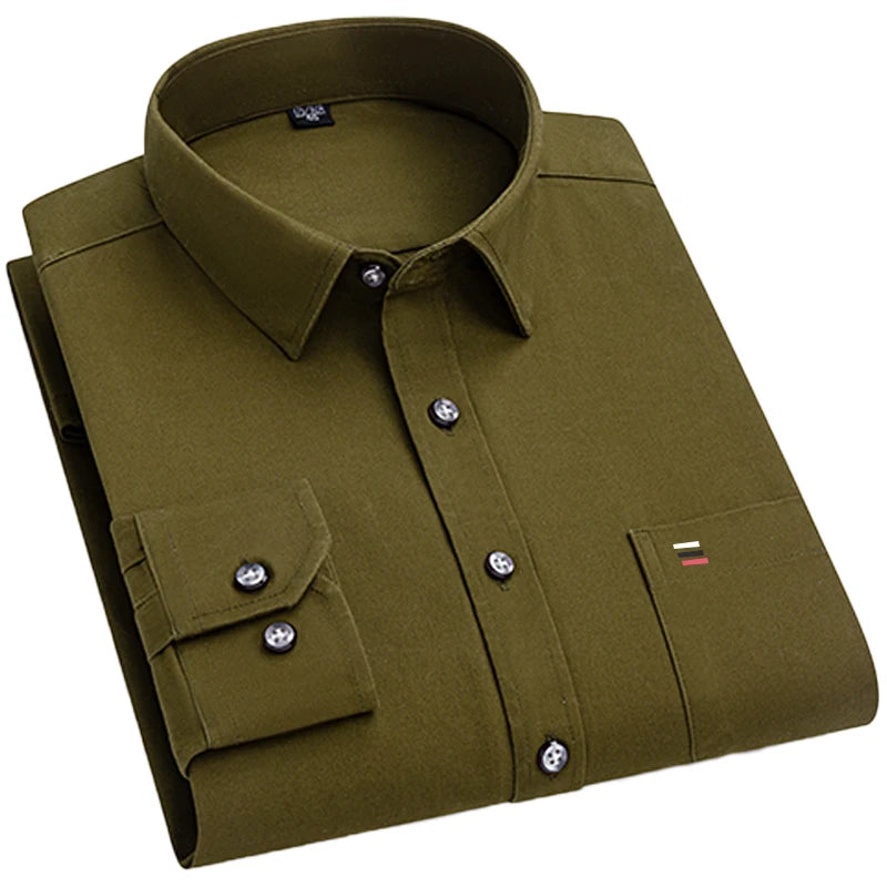 Men's slim fit long sleeve shirt in solid color, lightweight casual and business shirt, perfect for spring and summer.
