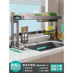 Over-the-Sink Dish Drying Rack Kitchen Sink Organizer Multifunctional Dishware Storage Shelf Space-Saving Plate and Bowl Holder