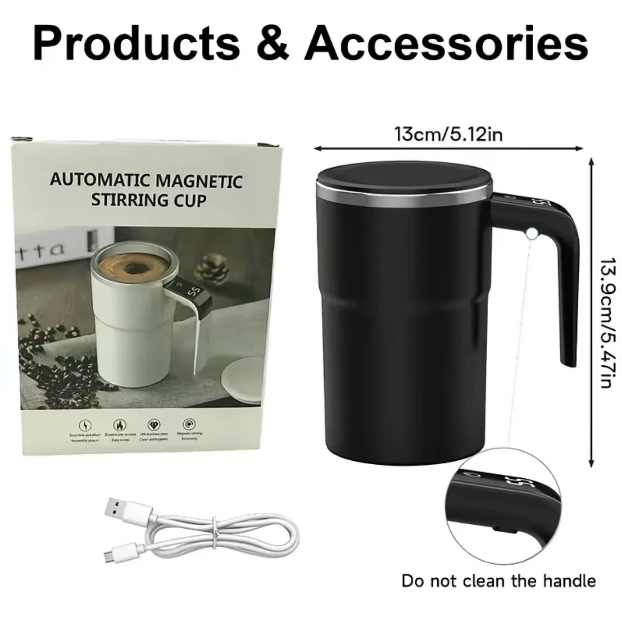 380ML Electric Coffee Self Mixing Mug IP67 Waterproof Coffee Stirring Mug USB Charging Digital Display Automatic Magnetic Cup