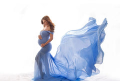 Thin sand Maternity dresses photography props Pregnancy Chiffon Maternity Shoulder Half pink red shooting photo pregnant dress