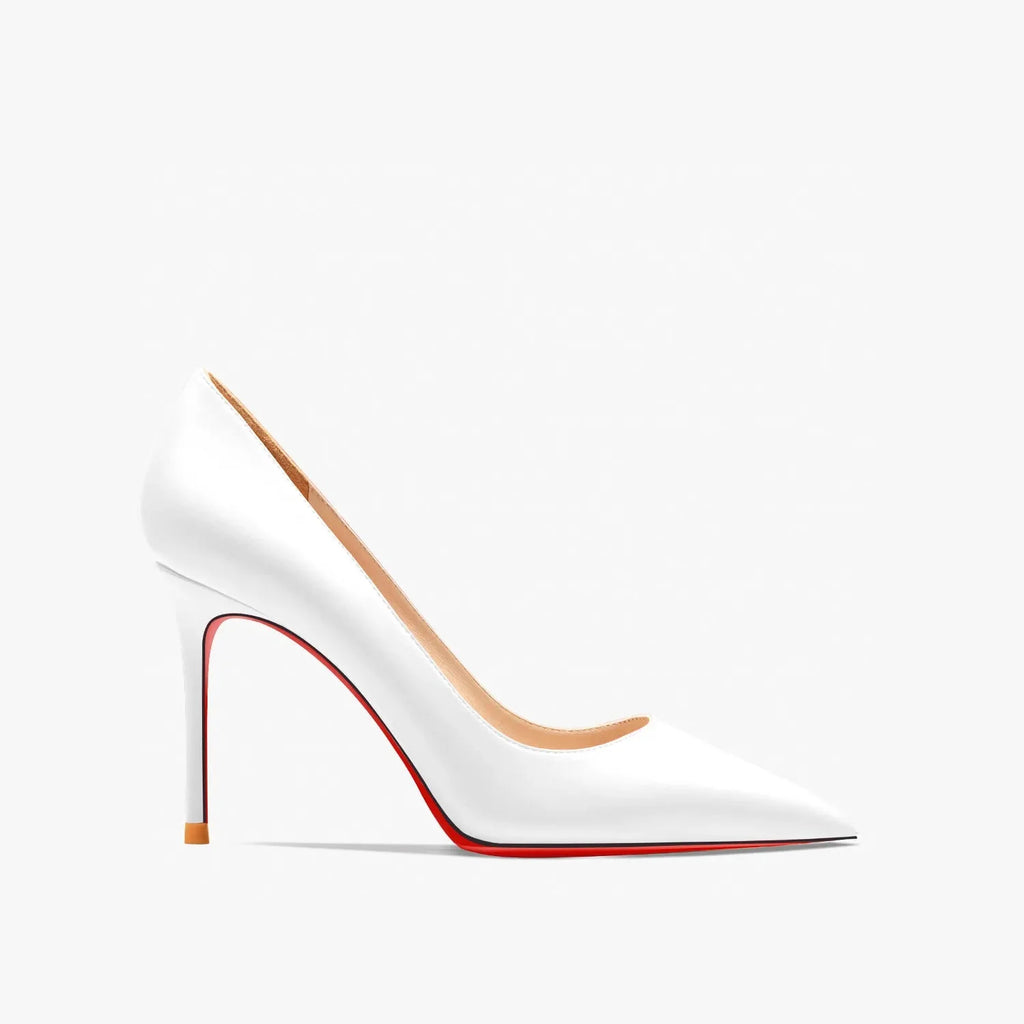 Red women's high heels by SHOWLU FASHION STORE featuring 12cm pointed toe pumps with a stylish design.