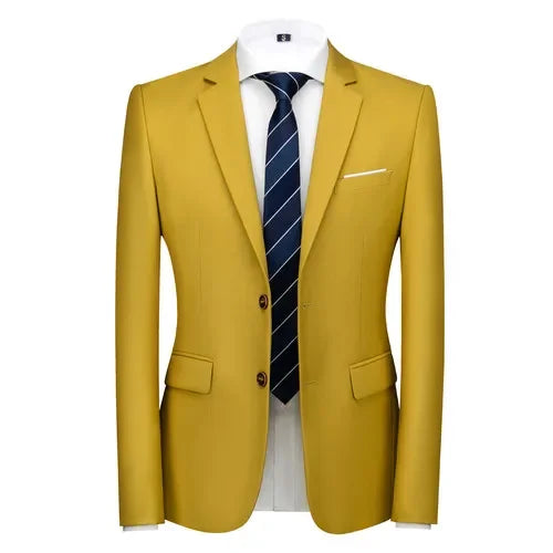 Men's slim fit 16 colors suit jacket by Showlu Fashion, formal blazer with big sizes, ideal for business or casual office wear.