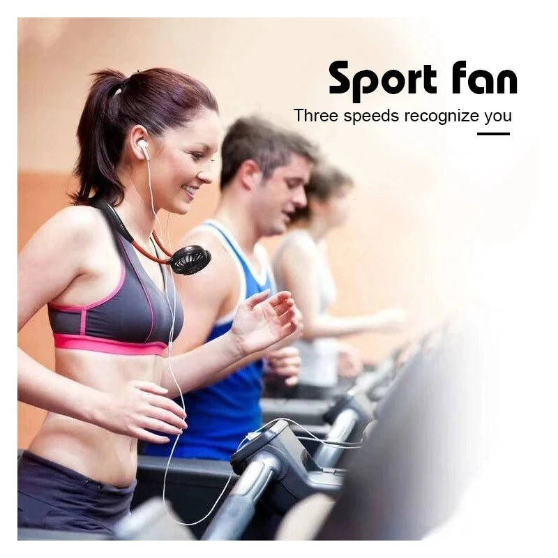 Portable Hanging Neck Fans USB Rechargeable Leafless Mini Air Cooling Fan Air Conditioner Wearable Neckband Fans