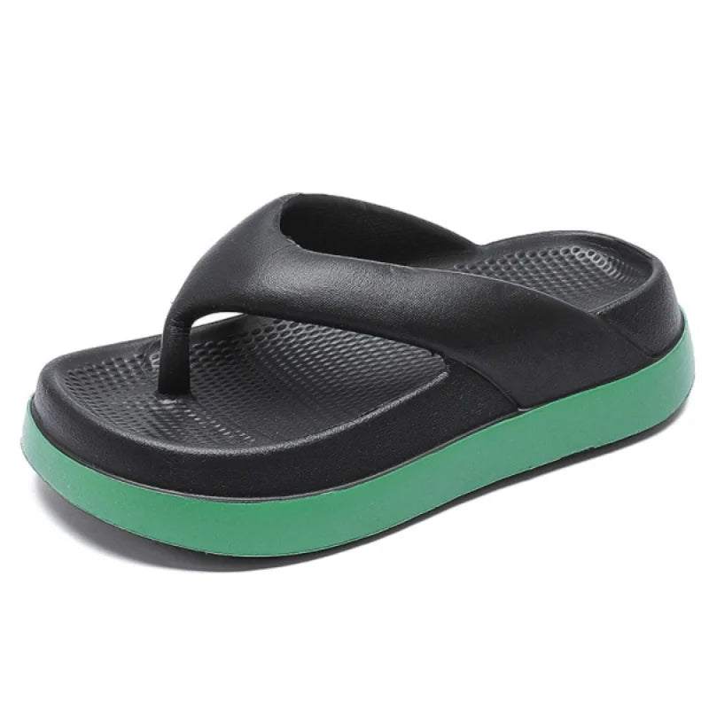 SHOWLU Women's platform flip flops with non-slip soles, casual summer sandals, featuring comfortable straps and trendy style.