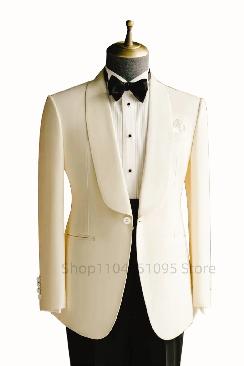 Showlu men's slim fit wool blend suit blazer with shawl lapel, ideal for wedding or formal occasions.