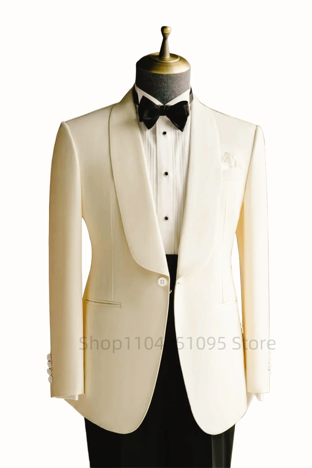 Showlu men's slim fit wool blend suit blazer with shawl lapel, ideal for wedding or formal occasions.