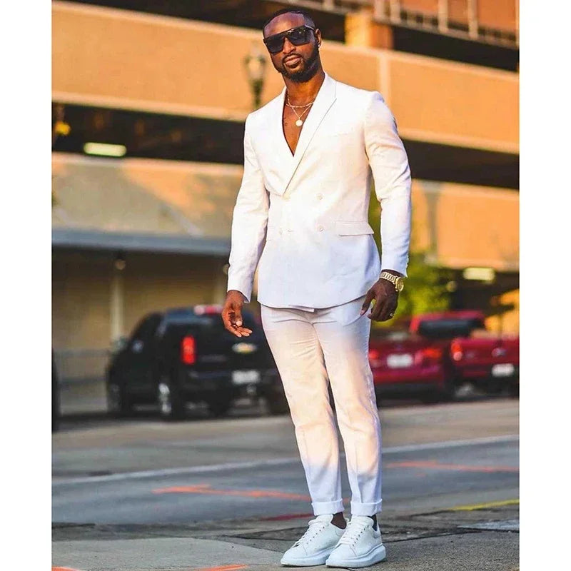 Double Breasted African Suits For Men Wedding Prom Slim Fit 2 Piece Set Custom Male Fashion Groom Tuxedo Custome 2025