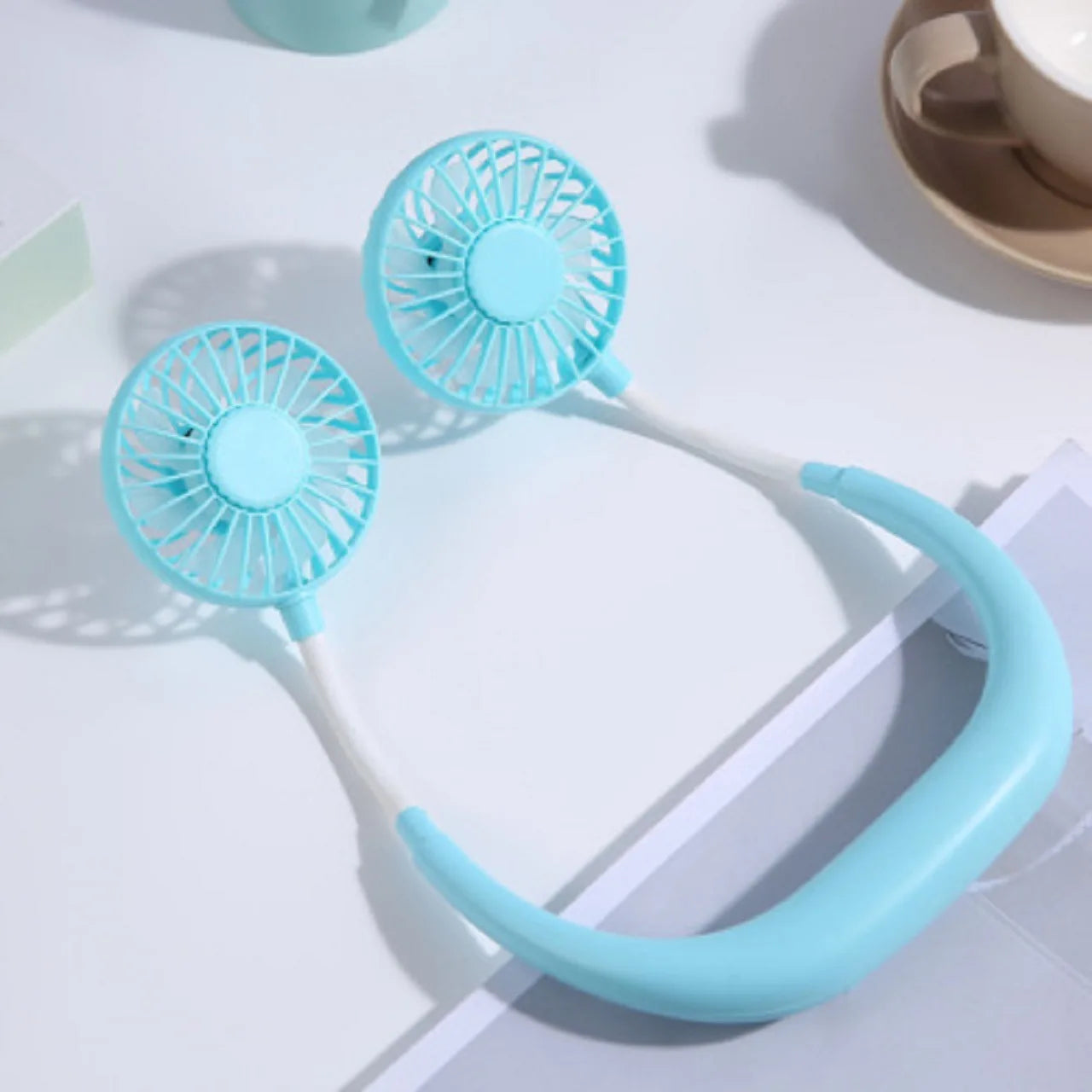 Portable Hanging Neck Fans USB Rechargeable Leafless Mini Air Cooling Fan Air Conditioner Wearable Neckband Fans