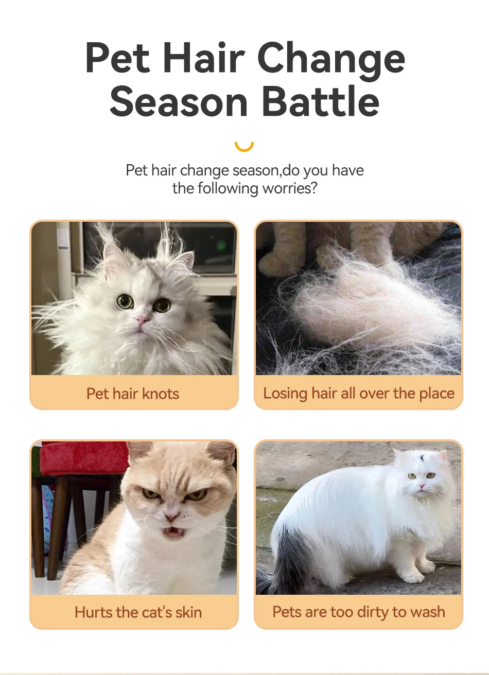 Showlu Smart General plastic cat grooming brush with fine metal teeth, designed for gentle pet hair detangling and grooming.