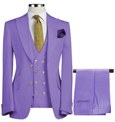 Elegant Men's Suits 3 Pieces Sets For Men Formal Slim Fit Business Tuxedo Groom&Groomsman Suit(Blazer+Vest+Pants)